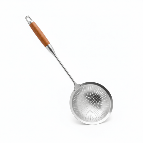 Yuniverse Stainless Steel Kitchen Strainer Skimmer with Wooden Handle – 16cm Head | 45.5cm Long - Al Kabayel Discount CentreYuniverse Stainless Steel Kitchen Strainer Skimmer with Wooden Handle – 16cm Head | 45.5cm LongKitchen Utensils & GadgetsYUNIVERSEAl Kabayel Discount Centre