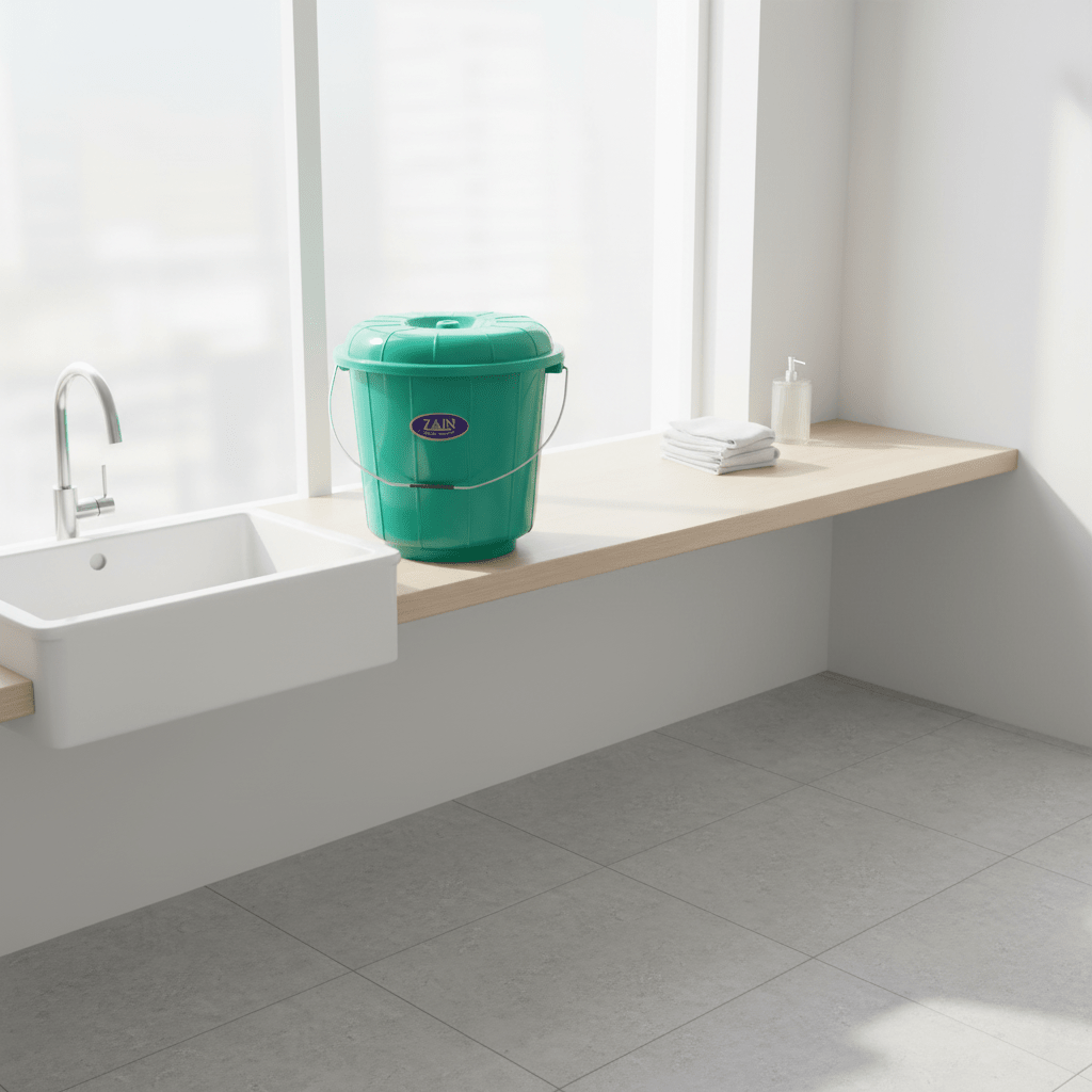 Zain Plastic Bucket with Lid – 18Ltr – Green – Multipurpose Plastic Bucket for Cleaning, Washing & Storage - Al Kabayel Discount CentreZain Plastic Bucket with Lid – 18Ltr – Green – Multipurpose Plastic Bucket for Cleaning, Washing & StorageOrganizers & AccessoriesZAINAl Kabayel Discount Centre