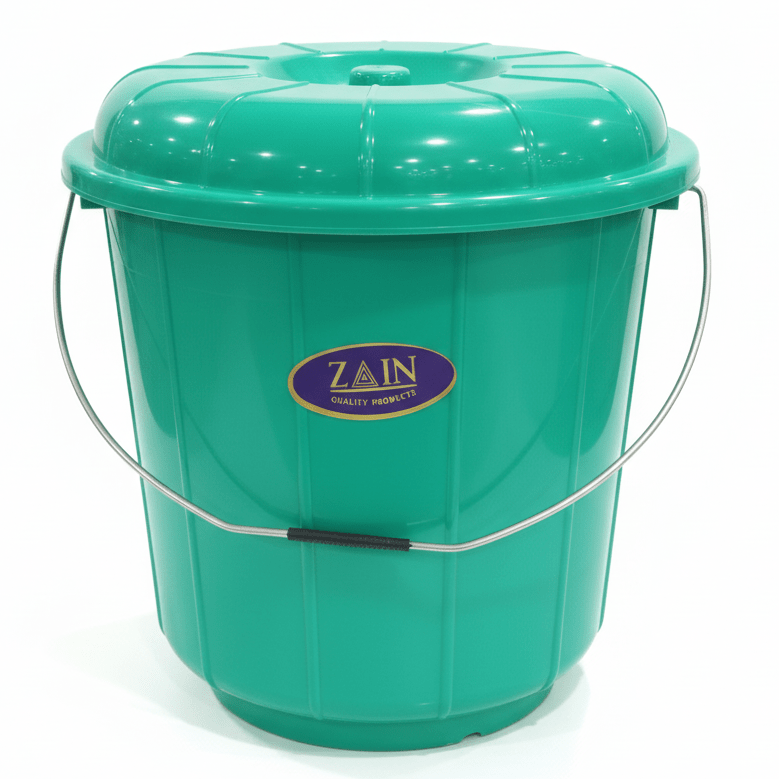 Zain Plastic Bucket with Lid – 18Ltr – Green – Multipurpose Plastic Bucket for Cleaning, Washing & Storage - Al Kabayel Discount CentreZain Plastic Bucket with Lid – 18Ltr – Green – Multipurpose Plastic Bucket for Cleaning, Washing & StorageOrganizers & AccessoriesZAINAl Kabayel Discount Centre