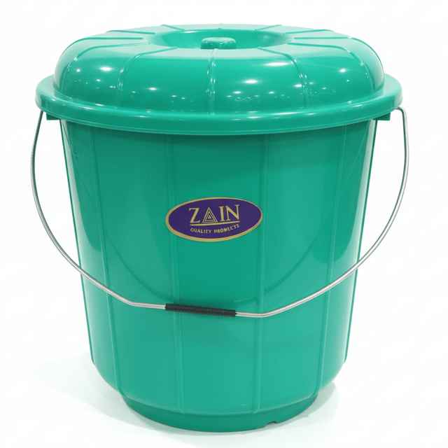 Zain Plastic Bucket with Lid – 18Ltr – Green – Multipurpose Plastic Bucket for Cleaning, Washing & Storage - Al Kabayel Discount CentreZain Plastic Bucket with Lid – 18Ltr – Green – Multipurpose Plastic Bucket for Cleaning, Washing & StorageOrganizers & AccessoriesZAINAl Kabayel Discount Centre