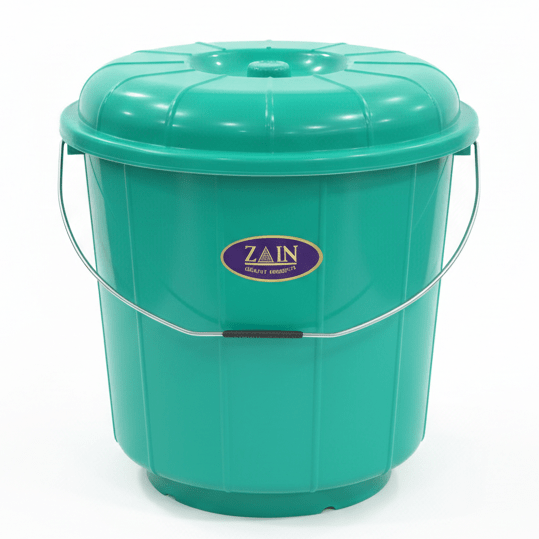 Zain Plastic Bucket with Lid – 22L – Green – Durable Large Bucket for Water Storage & Household Tasks - Al Kabayel Discount CentreZain Plastic Bucket with Lid – 22L – Green – Durable Large Bucket for Water Storage & Household TasksOrganizers & AccessoriesZAINAl Kabayel Discount Centre