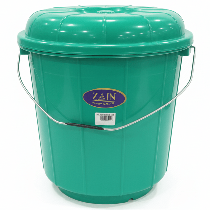 Zain Plastic Bucket with Lid – 25L – Green – High Capacity Storage Bucket for Water & Cleaning - Al Kabayel Discount CentreZain Plastic Bucket with Lid – 25L – Green – High Capacity Storage Bucket for Water & CleaningOrganizers & AccessoriesZAINAl Kabayel Discount Centre