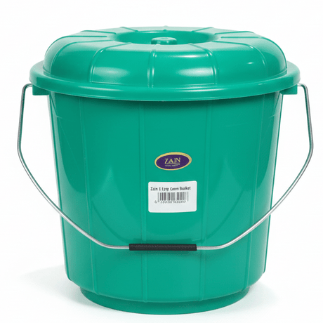 Zain Plastic Bucket with Lid – 5L – Green – Durable Storage Bucket for Water, Cleaning & Washing - Al Kabayel Discount CentreZain Plastic Bucket with Lid – 5L – Green – Durable Storage Bucket for Water, Cleaning & WashingOrganizers & AccessoriesZAINAl Kabayel Discount Centre
