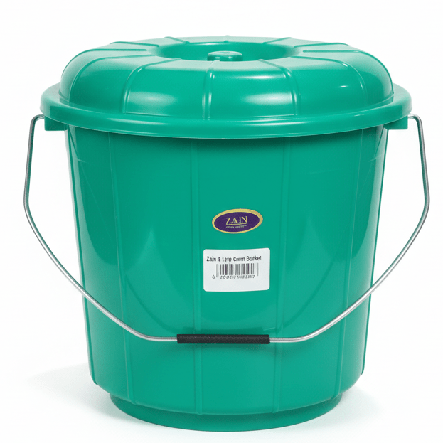 Zain Plastic Bucket with Lid – 5L – Green – Durable Storage Bucket for Water, Cleaning & Washing - Al Kabayel Discount CentreZain Plastic Bucket with Lid – 5L – Green – Durable Storage Bucket for Water, Cleaning & WashingOrganizers & AccessoriesZAINAl Kabayel Discount Centre