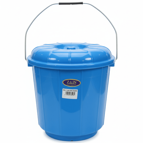 Zain Plastic Bucket with Lid – 7L – Blue – Strong Plastic Bucket for Water Storage & Household Tasks - Al Kabayel Discount CentreZain Plastic Bucket with Lid – 7L – Blue – Strong Plastic Bucket for Water Storage & Household TasksOrganizers & AccessoriesZAINAl Kabayel Discount Centre