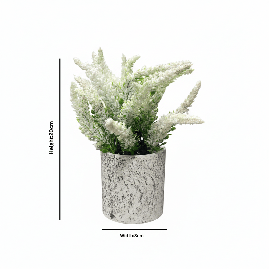 Zeem Artificial Flower Plant with White Chalk Pot - 20×8 cm - White / Yellow / Purple / Burgundy - Al Kabayel Discount CentreZeem Artificial Flower Plant with White Chalk Pot - 20×8 cm - White / Yellow / Purple / BurgundyArtificial FloraZEEMAl Kabayel Discount Centre