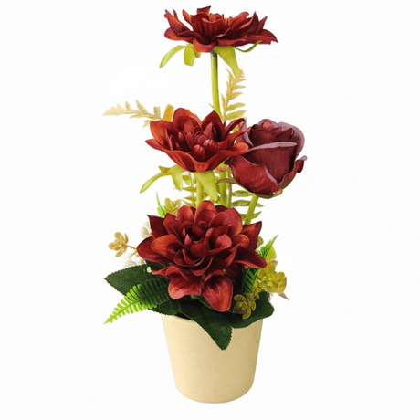 Zeem Artificial Red Flower Plant with Brown Paper Pot – 28 × 9 cm Elegant Decorative Table & Shelf Accent - Al Kabayel Discount CentreZeem Artificial Red Flower Plant with Brown Paper Pot – 28 × 9 cm Elegant Decorative Table & Shelf AccentArtificial FloraZEEMAl Kabayel Discount Centre