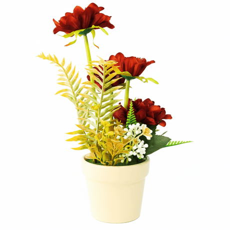 Zeem Artificial Red Flower Plant with Brown Paper Pot – 28 × 9 cm Elegant Decorative Table & Shelf Accent - Al Kabayel Discount CentreZeem Artificial Red Flower Plant with Brown Paper Pot – 28 × 9 cm Elegant Decorative Table & Shelf AccentArtificial FloraZEEMAl Kabayel Discount Centre