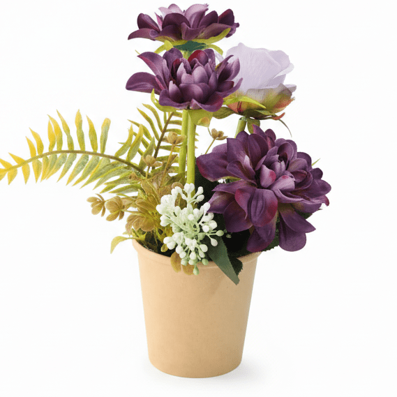 Zeem Artificial Violet Flower Plant with Brown Paper Pot – 28 × 9 cm Stylish Home & Office Table Décor - Al Kabayel Discount CentreZeem Artificial Violet Flower Plant with Brown Paper Pot – 28 × 9 cm Stylish Home & Office Table DécorArtificial FloraZEEMAl Kabayel Discount Centre