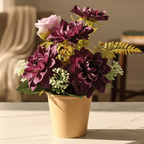 Zeem Artificial Violet Flower Plant with Brown Paper Pot – 28 × 9 cm Stylish Home & Office Table Décor - Al Kabayel Discount CentreZeem Artificial Violet Flower Plant with Brown Paper Pot – 28 × 9 cm Stylish Home & Office Table DécorArtificial FloraZEEMAl Kabayel Discount Centre