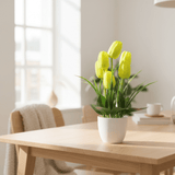 Zeem Artificial Yellow & Green Tulip Flower Arrangement in White Plastic Vase — 33cm - Al Kabayel Discount CentreZeem Artificial Yellow & Green Tulip Flower Arrangement in White Plastic Vase — 33cmArtificial FloraZEEMAl Kabayel Discount Centre