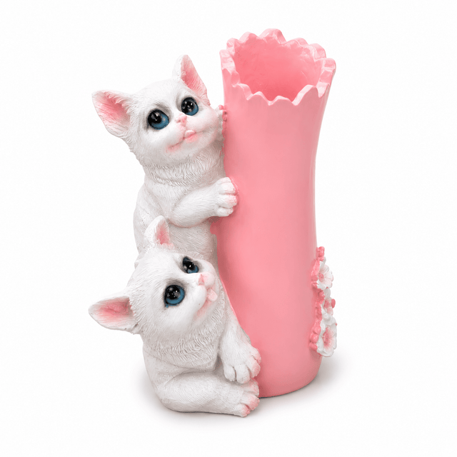 Zeem Blush Pink & White Twin White Kittens Polyresin Pen & Stationery Holder - 13cm - Al Kabayel Discount CentreZeem Blush Pink & White Twin White Kittens Polyresin Pen & Stationery Holder - 13cmDesk Accessories & OrganizersZEEMAl Kabayel Discount Centre