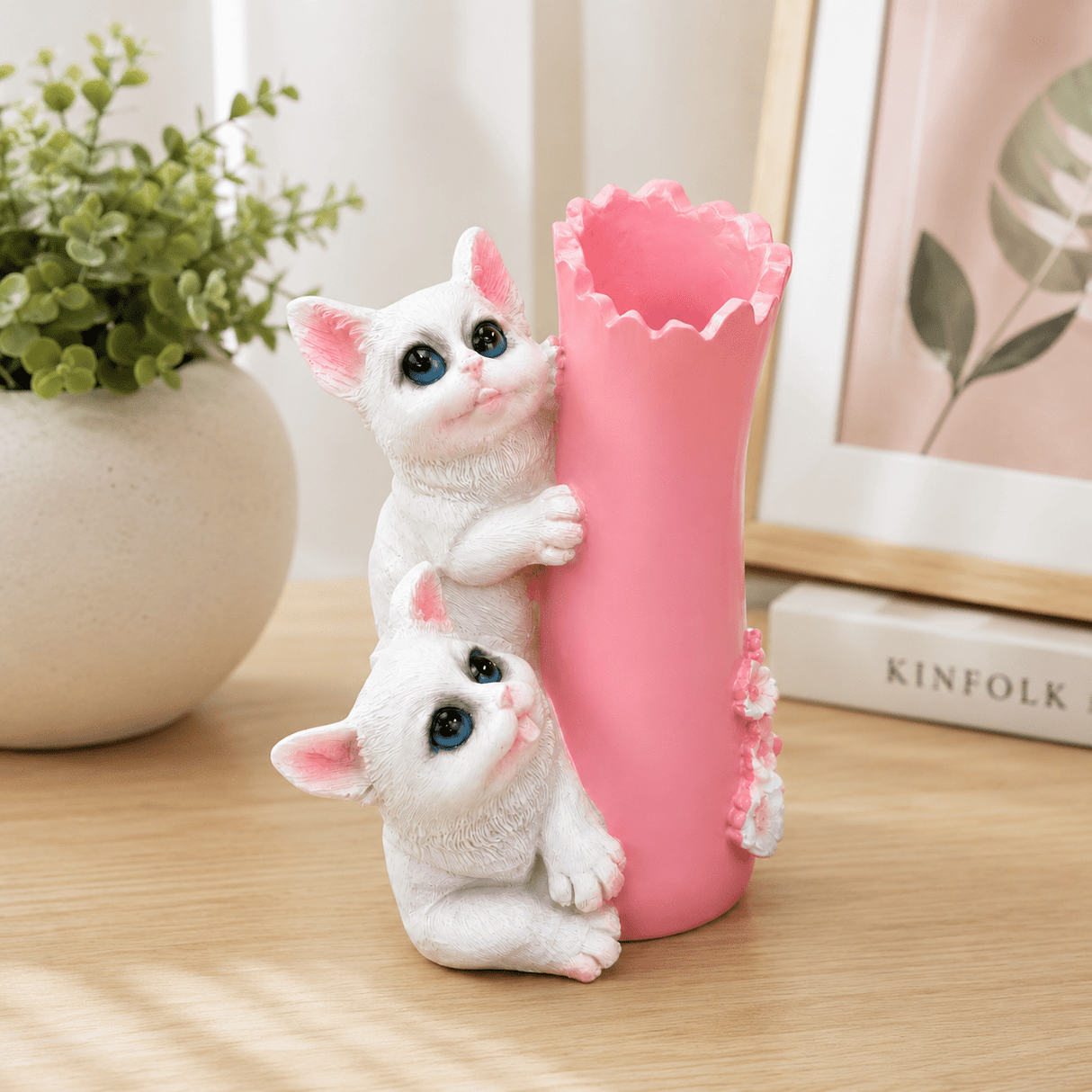 Zeem Blush Pink & White Twin White Kittens Polyresin Pen & Stationery Holder - 13cm - Al Kabayel Discount CentreZeem Blush Pink & White Twin White Kittens Polyresin Pen & Stationery Holder - 13cmDesk Accessories & OrganizersZEEMAl Kabayel Discount Centre