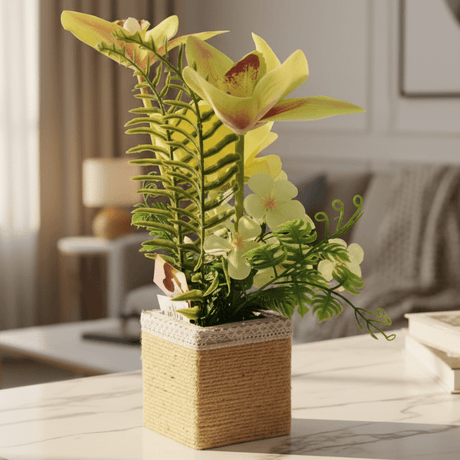 Zeem Decorative Artificial Yellow Flower Plant with Brown Cardboard Pot – 30 × 8 cm Bright Indoor Home & Office Décor - Al Kabayel Discount CentreZeem Decorative Artificial Yellow Flower Plant with Brown Cardboard Pot – 30 × 8 cm Bright Indoor Home & Office DécorArtificial FloraZEEMAl Kabayel Discount Centre