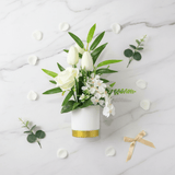 Zeem Off - White & White Artificial Flower Plant | White Ribbed Vase with Gold Base | 30cm - Al Kabayel Discount CentreZeem Off - White & White Artificial Flower Plant | White Ribbed Vase with Gold Base | 30cmArtificial FloraZEEMAl Kabayel Discount Centre
