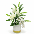 Zeem Off - White & White Artificial Flower Plant | White Ribbed Vase with Gold Base | 30cm - Al Kabayel Discount CentreZeem Off - White & White Artificial Flower Plant | White Ribbed Vase with Gold Base | 30cmArtificial FloraZEEMAl Kabayel Discount Centre
