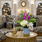 Zeem Purple & White Artificial Flower Plant — Blue Ribbed Vase | 30cm | Premium Home Décor - Al Kabayel Discount CentreZeem Purple & White Artificial Flower Plant — Blue Ribbed Vase | 30cm | Premium Home DécorArtificial FloraZEEMAl Kabayel Discount Centre