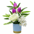 Zeem Purple & White Artificial Flower Plant — Blue Ribbed Vase | 30cm | Premium Home Décor - Al Kabayel Discount CentreZeem Purple & White Artificial Flower Plant — Blue Ribbed Vase | 30cm | Premium Home DécorArtificial FloraZEEMAl Kabayel Discount Centre