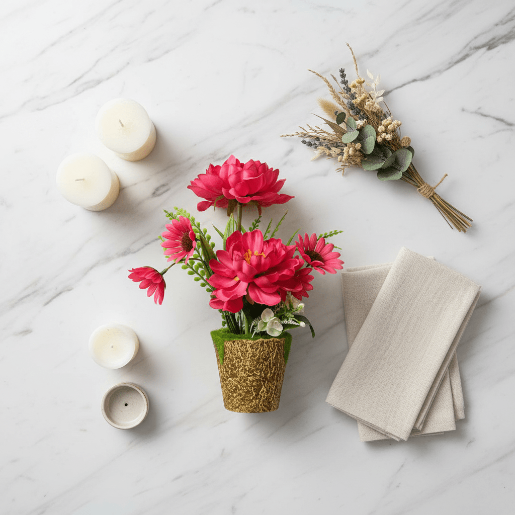 Zeem Red Artificial Flower Plant | Elegant Chalk Pot | 30cm | Premium Silk Blooms - Al Kabayel Discount CentreZeem Red Artificial Flower Plant | Elegant Chalk Pot | 30cm | Premium Silk BloomsArtificial FloraZEEMAl Kabayel Discount Centre