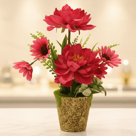 Zeem Red Artificial Flower Plant | Elegant Chalk Pot | 30cm | Premium Silk Blooms - Al Kabayel Discount CentreZeem Red Artificial Flower Plant | Elegant Chalk Pot | 30cm | Premium Silk BloomsArtificial FloraZEEMAl Kabayel Discount Centre