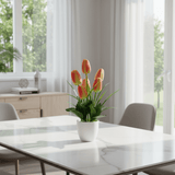 Zeem Red & Green Artificial Tulip Bouquet with White Plastic Vase | 33cm - Al Kabayel Discount CentreZeem Red & Green Artificial Tulip Bouquet with White Plastic Vase | 33cmArtificial FloraZEEMAl Kabayel Discount Centre