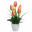 Zeem Red & Green Artificial Tulip Bouquet with White Plastic Vase | 33cm - Al Kabayel Discount CentreZeem Red & Green Artificial Tulip Bouquet with White Plastic Vase | 33cmArtificial FloraZEEMAl Kabayel Discount Centre