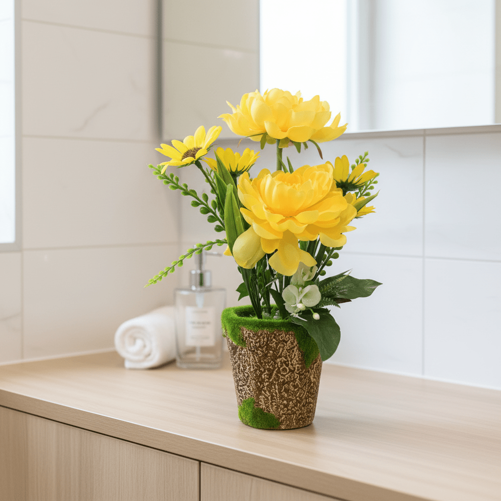 Zeem Yellow Artificial Flower Plant | Elegant Chalk Pot | 30cm | Premium Silk Blooms - Al Kabayel Discount CentreZeem Yellow Artificial Flower Plant | Elegant Chalk Pot | 30cm | Premium Silk BloomsArtificial FloraZEEMAl Kabayel Discount Centre
