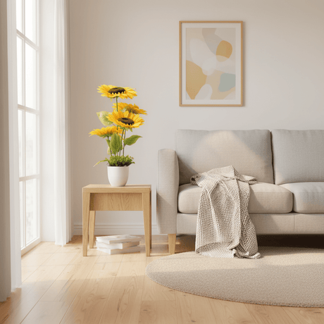 Zeem Yellow Artificial Sunflower Plant | 3 - Head Arrangement | 68cm | Elegant White Pot - Al Kabayel Discount CentreZeem Yellow Artificial Sunflower Plant | 3 - Head Arrangement | 68cm | Elegant White PotArtificial FloraZEEMAl Kabayel Discount Centre