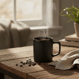 Zeo Black Ribbed Ceramic Coffee Mug | 385ml - Al Kabayel Discount CentreZeo Black Ribbed Ceramic Coffee Mug | 385mlMugsZEOAl Kabayel Discount Centre