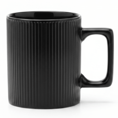 Zeo Black Ribbed Ceramic Coffee Mug | 385ml - Al Kabayel Discount CentreZeo Black Ribbed Ceramic Coffee Mug | 385mlMugsZEOAl Kabayel Discount Centre