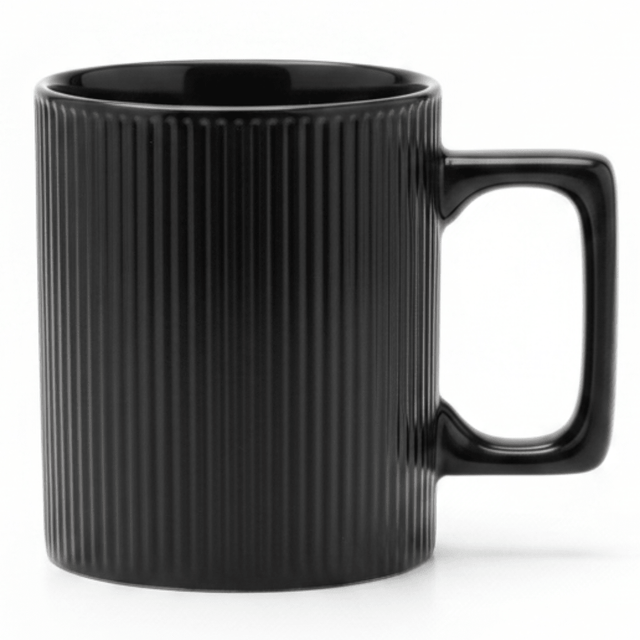 Zeo Black Ribbed Ceramic Coffee Mug | 385ml - Al Kabayel Discount CentreZeo Black Ribbed Ceramic Coffee Mug | 385mlMugsZEOAl Kabayel Discount Centre
