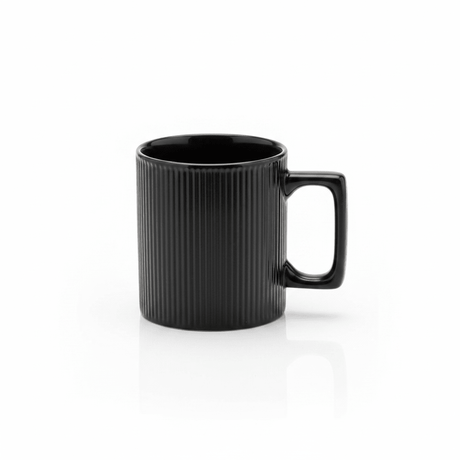 Zeo Black Ribbed Ceramic Coffee Mug | 385ml - Al Kabayel Discount CentreZeo Black Ribbed Ceramic Coffee Mug | 385mlMugsZEOAl Kabayel Discount Centre