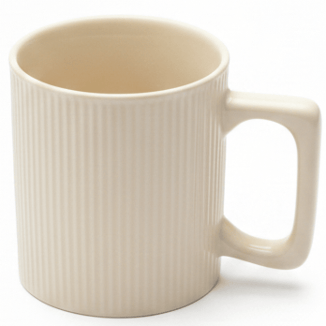 Zeo Ribbed Cream Ceramic Coffee Mug – 385ml | Minimalist Vertical Texture | Square Handle - Al Kabayel Discount CentreZeo Ribbed Cream Ceramic Coffee Mug – 385ml | Minimalist Vertical Texture | Square HandleMugsZEOAl Kabayel Discount Centre