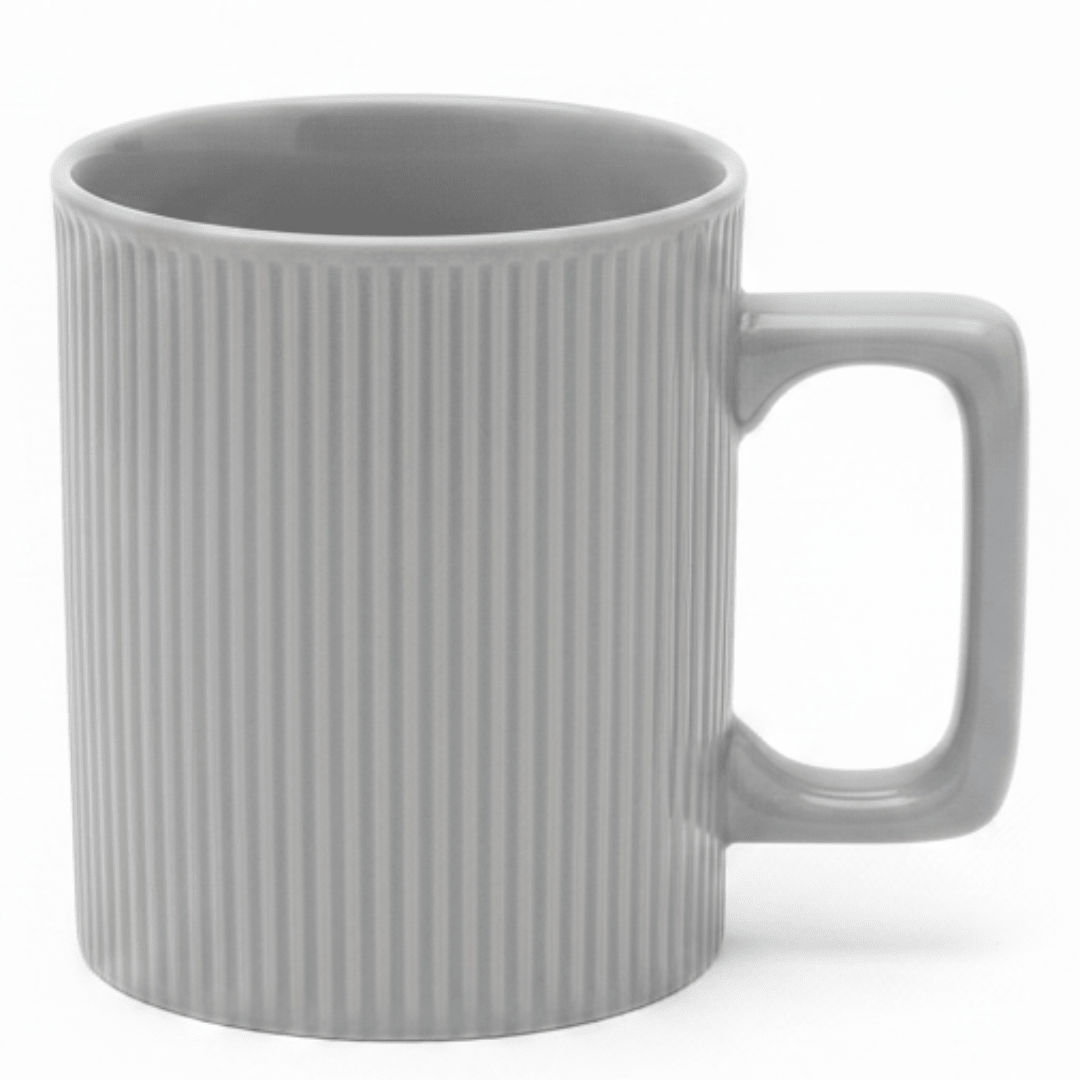 Zeo Ribbed Grey Ceramic Coffee Mug — 385ml | Modern Minimalist Design - Al Kabayel Discount CentreZeo Ribbed Grey Ceramic Coffee Mug — 385ml | Modern Minimalist DesignMugsZEOAl Kabayel Discount Centre