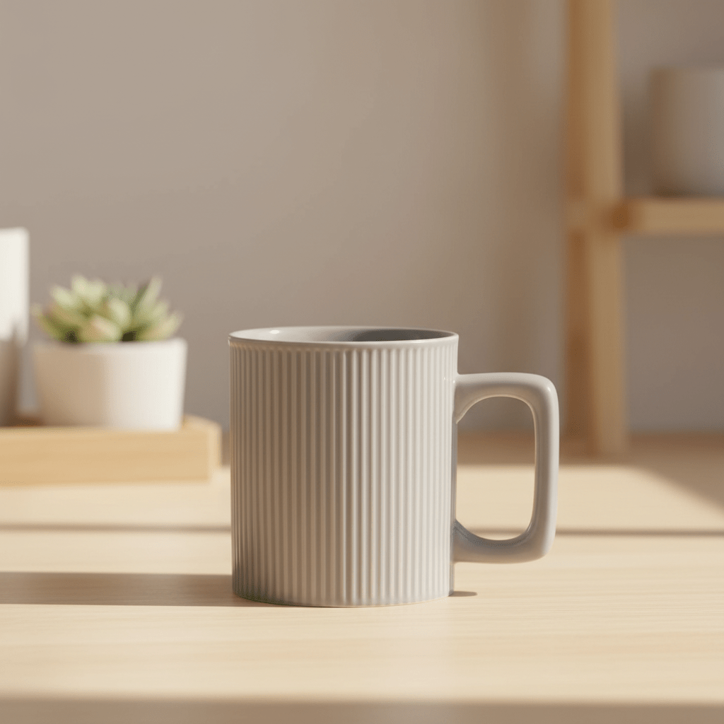 Zeo Ribbed Grey Ceramic Coffee Mug — 385ml | Modern Minimalist Design - Al Kabayel Discount CentreZeo Ribbed Grey Ceramic Coffee Mug — 385ml | Modern Minimalist DesignMugsZEOAl Kabayel Discount Centre
