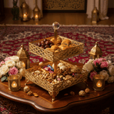 Zeyve 2 - Tier Square Glass Fruit Stand with Gold Metal Frame – Elegant Serving Tray for Fruits, Desserts & Pastries – 14 × 18 × 30 cm - Al Kabayel Discount CentreZeyve 2 - Tier Square Glass Fruit Stand with Gold Metal Frame – Elegant Serving Tray for Fruits, Desserts & Pastries – 14 × 18 × 30 cmServing TraysZEYVEAl Kabayel Discount Centre