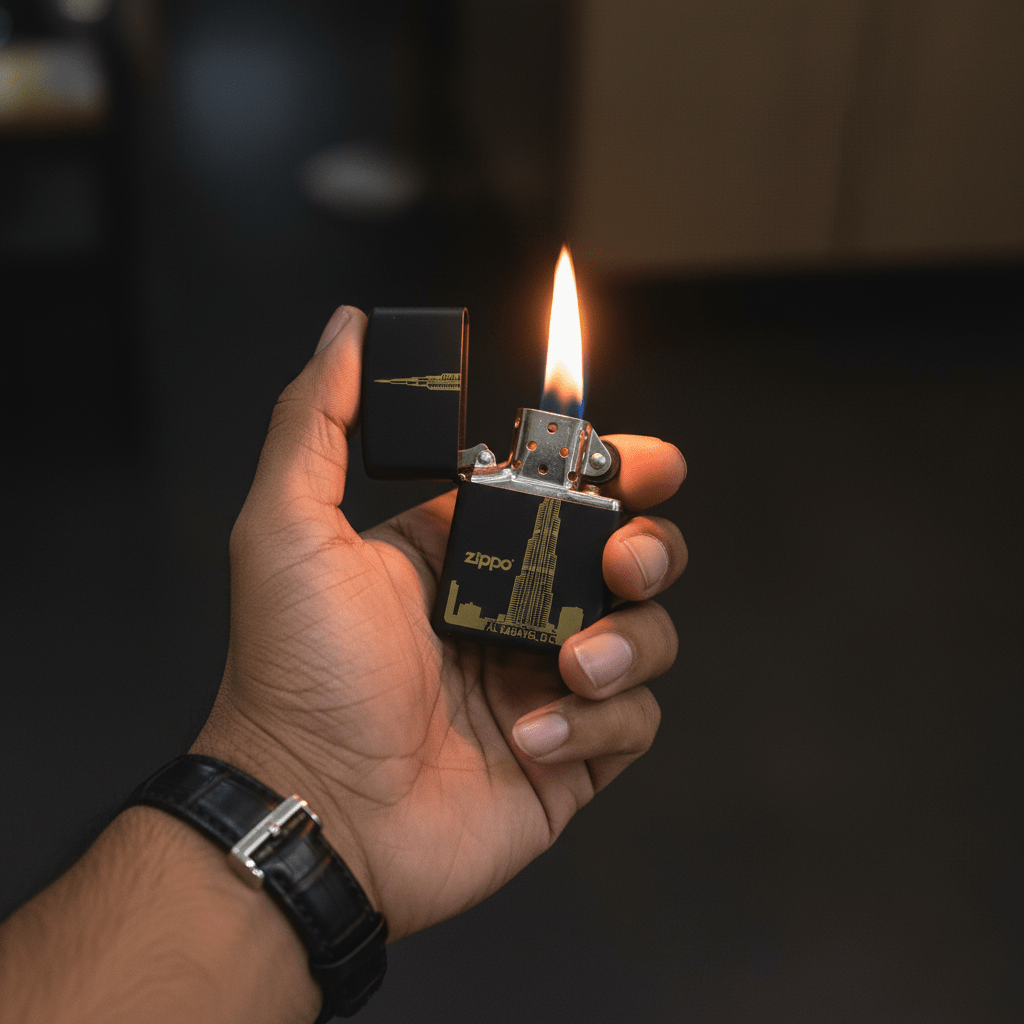 Zippo Black Flip Top Refillable Metal Lighter Burj Khalifa Graphic Design Windproof 6×4 cm - Al Kabayel Discount CentreZippo Black Flip Top Refillable Metal Lighter Burj Khalifa Graphic Design Windproof 6×4 cmLightersZIPPOAl Kabayel Discount Centre
