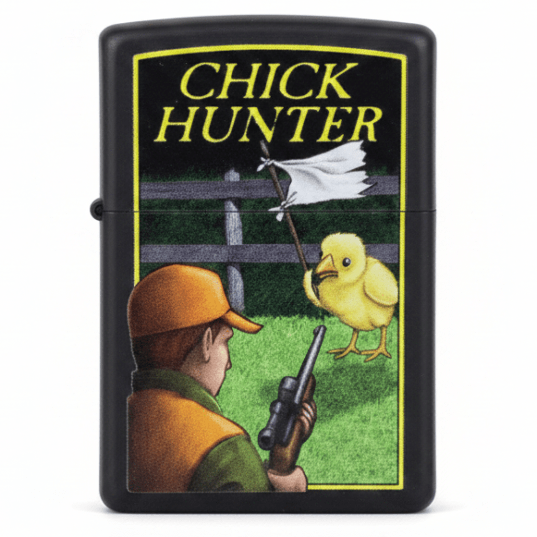 Zippo Black Flip Top Refillable Metal Lighter Chick Hunter Design 6×4 cm - Al Kabayel Discount CentreZippo Black Flip Top Refillable Metal Lighter Chick Hunter Design 6×4 cmLightersZIPPOAl Kabayel Discount Centre