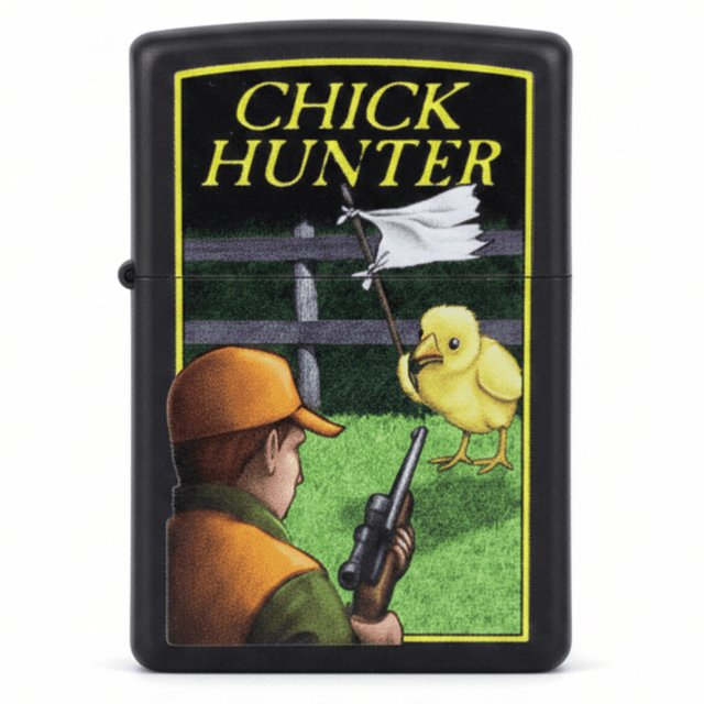 Zippo Black Flip Top Refillable Metal Lighter Chick Hunter Design 6×4 cm - Al Kabayel Discount CentreZippo Black Flip Top Refillable Metal Lighter Chick Hunter Design 6×4 cmLightersZIPPOAl Kabayel Discount Centre
