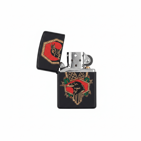 Zippo Black Flip Top Refillable Metal Lighter Crow Tattoo Style Artwork 6×4 cm - Al Kabayel Discount CentreZippo Black Flip Top Refillable Metal Lighter Crow Tattoo Style Artwork 6×4 cmLightersZIPPOAl Kabayel Discount Centre