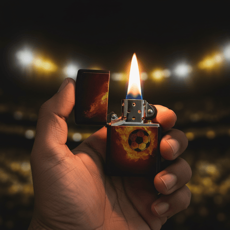 Zippo Black Flip Top Refillable Metal Lighter Flaming Soccer Ball Sports Design 6×4 cm - Al Kabayel Discount CentreZippo Black Flip Top Refillable Metal Lighter Flaming Soccer Ball Sports Design 6×4 cmLightersZIPPOAl Kabayel Discount Centre
