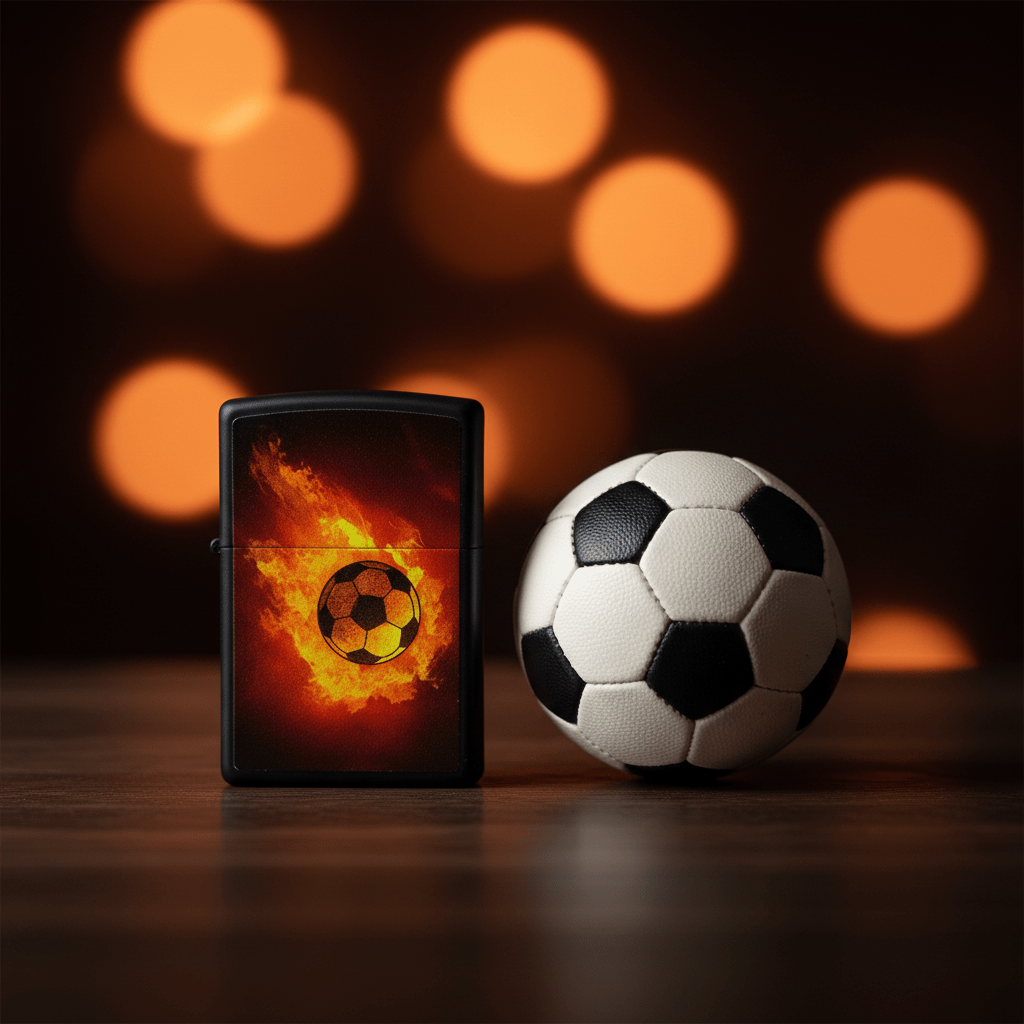Zippo Black Flip Top Refillable Metal Lighter Flaming Soccer Ball Sports Design 6×4 cm - Al Kabayel Discount CentreZippo Black Flip Top Refillable Metal Lighter Flaming Soccer Ball Sports Design 6×4 cmLightersZIPPOAl Kabayel Discount Centre