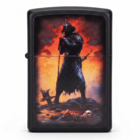 Zippo Black Flip Top Refillable Metal Lighter Frank Frazetta Death Dealer Artwork Windproof 6×4 cm - Al Kabayel Discount CentreZippo Black Flip Top Refillable Metal Lighter Frank Frazetta Death Dealer Artwork Windproof 6×4 cmLightersZIPPOAl Kabayel Discount Centre