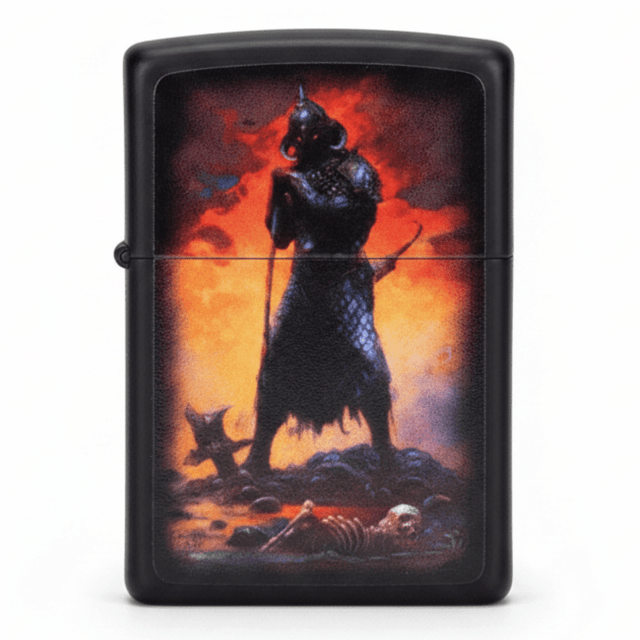 Zippo Black Flip Top Refillable Metal Lighter Frank Frazetta Death Dealer Artwork Windproof 6×4 cm - Al Kabayel Discount CentreZippo Black Flip Top Refillable Metal Lighter Frank Frazetta Death Dealer Artwork Windproof 6×4 cmLightersZIPPOAl Kabayel Discount Centre