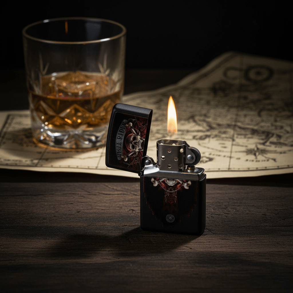 Zippo Black Flip Top Refillable Metal Lighter Hell Rider Skull Artwork Heavy Duty 6×4 cm - Al Kabayel Discount CentreZippo Black Flip Top Refillable Metal Lighter Hell Rider Skull Artwork Heavy Duty 6×4 cmLightersZIPPOAl Kabayel Discount Centre