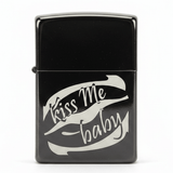 Zippo Black Metal Flip - Top Lighter with “Kiss Me Baby” Text Print Design, Refillable (6×4 cm) - Al Kabayel Discount CentreZippo Black Metal Flip - Top Lighter with “Kiss Me Baby” Text Print Design, Refillable (6×4 cm)LightersZIPPOAl Kabayel Discount Centre