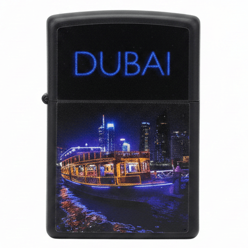 Zippo Black Metal Windproof Lighter with Dubai Dhow Cruise Scenic Design, Refillable Flip - Top (6×4 cm) - Al Kabayel Discount CentreZippo Black Metal Windproof Lighter with Dubai Dhow Cruise Scenic Design, Refillable Flip - Top (6×4 cm)LightersZIPPOAl Kabayel Discount Centre