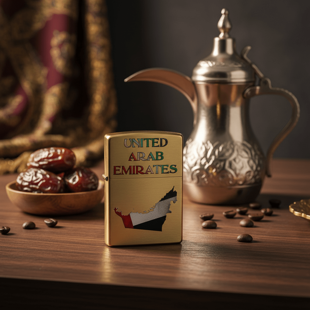 Zippo Gold Flip Top Refillable Metal Lighter UAE Map Artwork Windproof Premium Finish 6×4 cm - Al Kabayel Discount CentreZippo Gold Flip Top Refillable Metal Lighter UAE Map Artwork Windproof Premium Finish 6×4 cmLightersZIPPOAl Kabayel Discount Centre