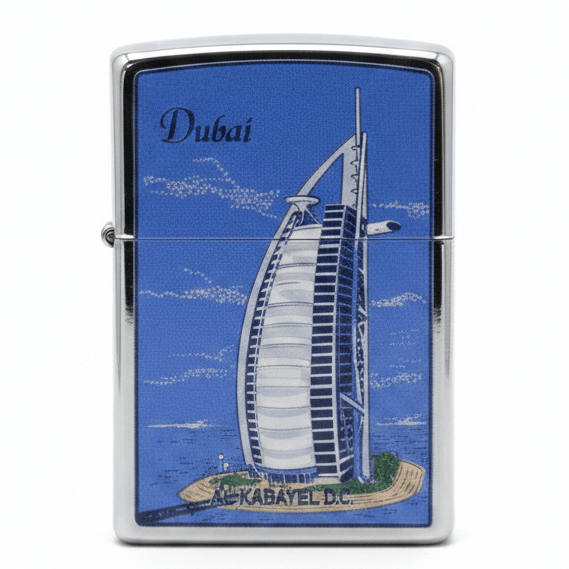 Zippo Silver & Blue Metal Flip - Top Refillable Lighter with Burj Al Arab Dubai Landmark Artwork (6×4 cm) - Al Kabayel Discount CentreZippo Silver & Blue Metal Flip - Top Refillable Lighter with Burj Al Arab Dubai Landmark Artwork (6×4 cm)LightersZIPPOAl Kabayel Discount Centre