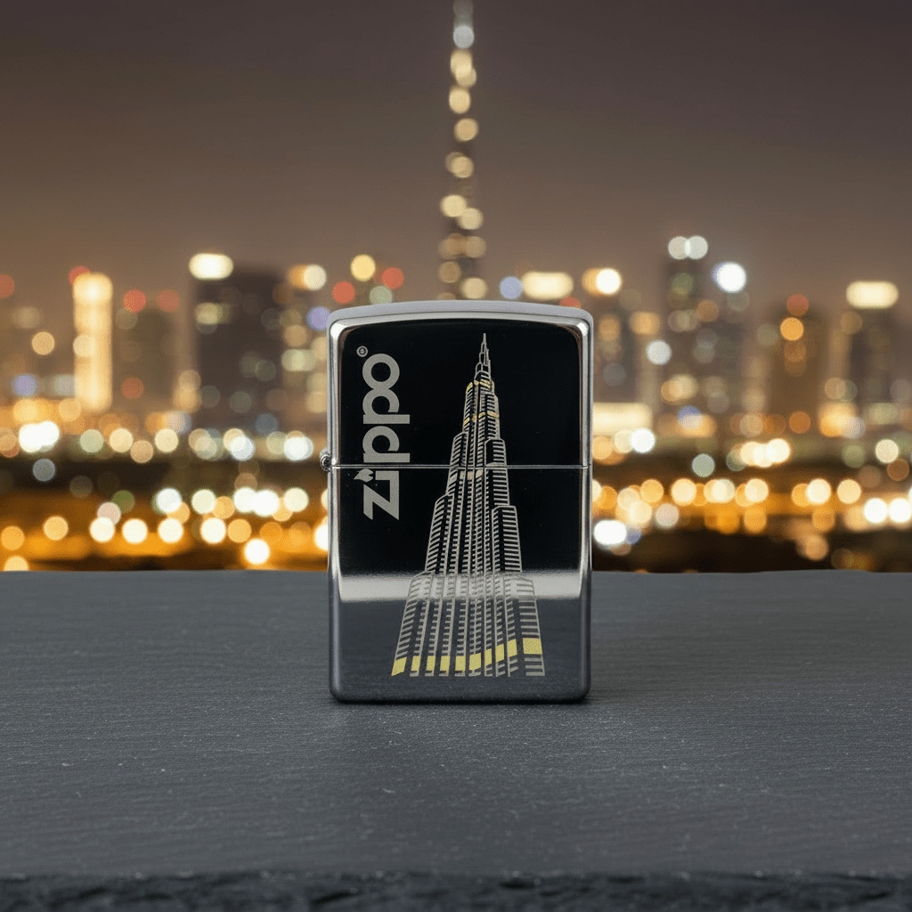 Zippo Silver Flip Top Refillable Metal Lighter Burj Khalifa Skyline Design Windproof 6×4 cm - Al Kabayel Discount CentreZippo Silver Flip Top Refillable Metal Lighter Burj Khalifa Skyline Design Windproof 6×4 cmLightersZIPPOAl Kabayel Discount Centre